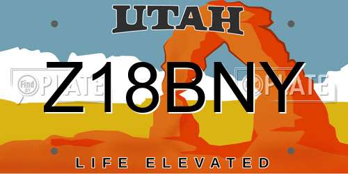 Z18BNY Utah License Plate