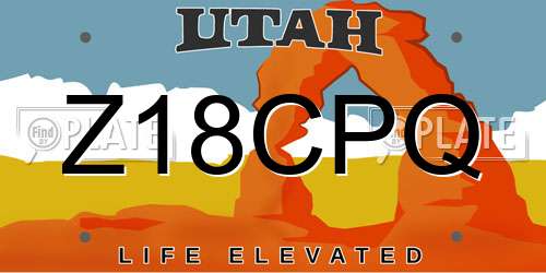 Z18CPQ Utah License Plate