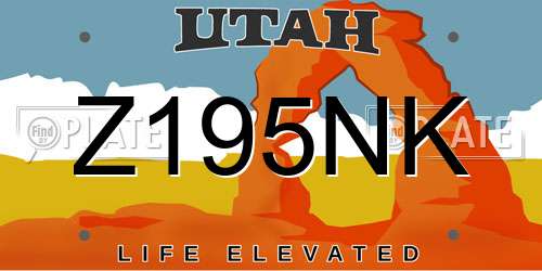 Z195NK Utah License Plate
