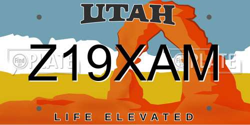 Z19XAM Utah License Plate