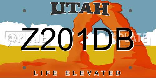 Z201DB Utah License Plate