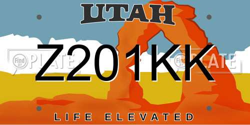Z201KK Utah License Plate
