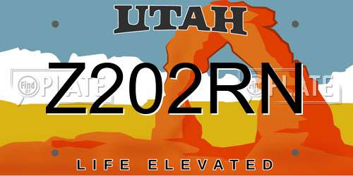 Z202RN Utah License Plate
