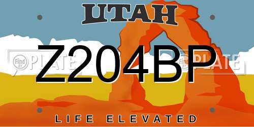 Z204BP Utah License Plate