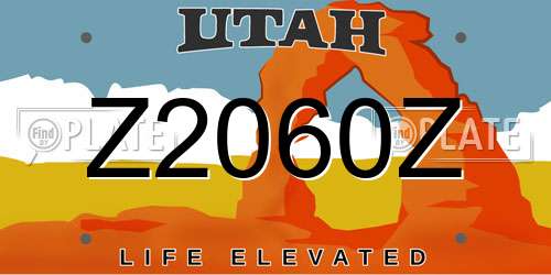Z2060Z Utah License Plate