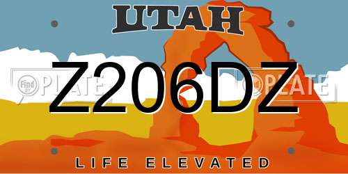Z206DZ Utah License Plate