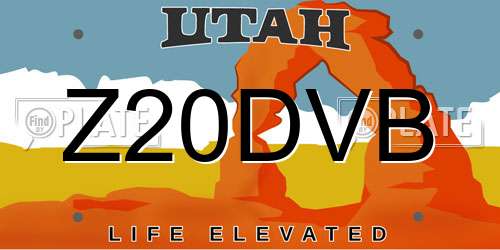 Z20DVB Utah License Plate