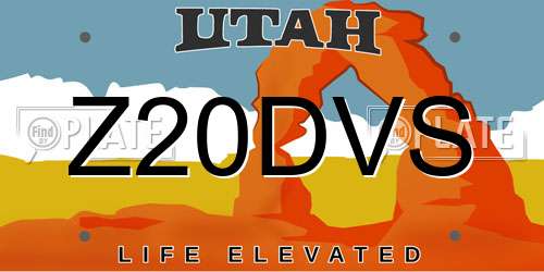 Z20DVS Utah License Plate