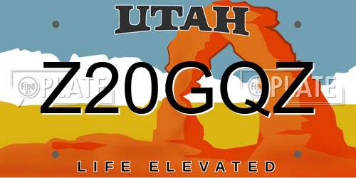 Z20GQZ Utah License Plate