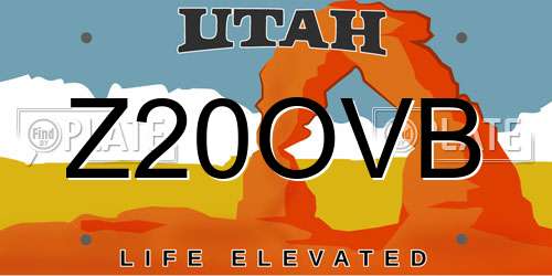 Z20OVB Utah License Plate