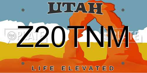 Z20TNM Utah License Plate
