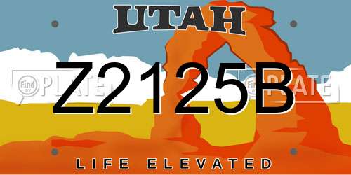 Z2125B Utah License Plate
