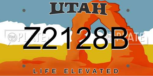 Z2128B Utah License Plate