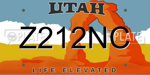Z212NC Utah License Plate