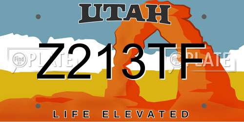 Z213TF Utah License Plate