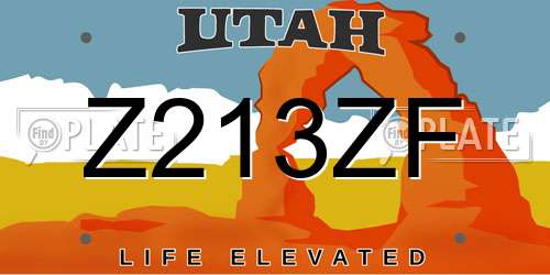 Z213ZF Utah License Plate