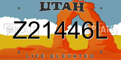 Z21446L Utah License Plate