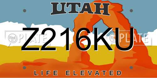 Z216KU Utah License Plate