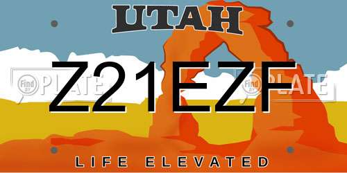 Z21EZF Utah License Plate