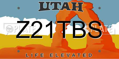 Z21TBS Utah License Plate