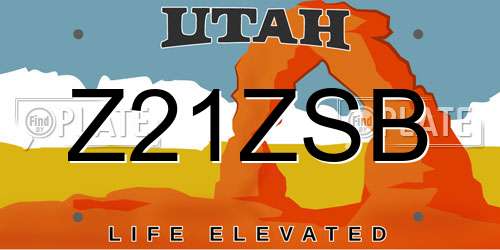 Z21ZSB Utah License Plate