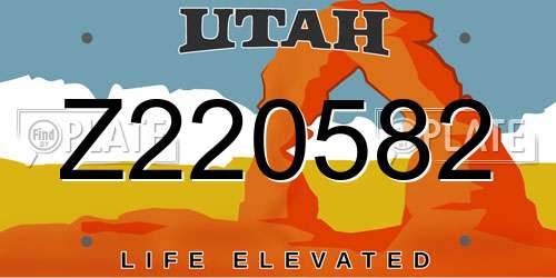 Z220582 Utah License Plate