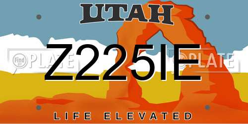 Z225IE Utah License Plate