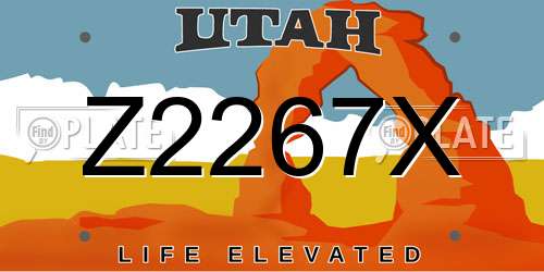 Z2267X Utah License Plate
