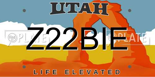 Z22BIE Utah License Plate