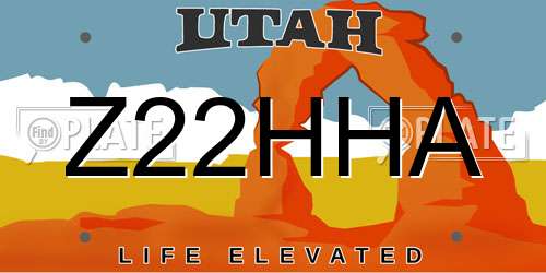 Z22HHA Utah License Plate