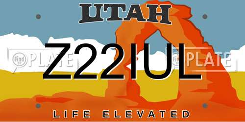 Z22IUL Utah License Plate