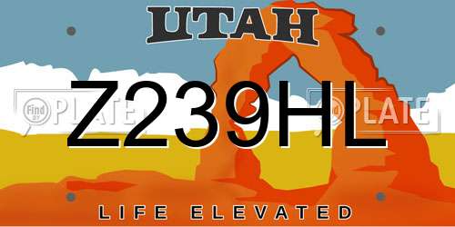 Z239HL Utah License Plate