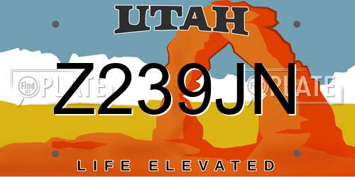 Z239JN Utah License Plate