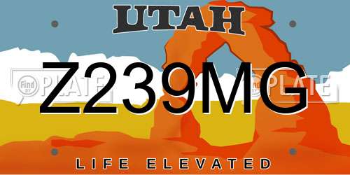 Z239MG Utah License Plate