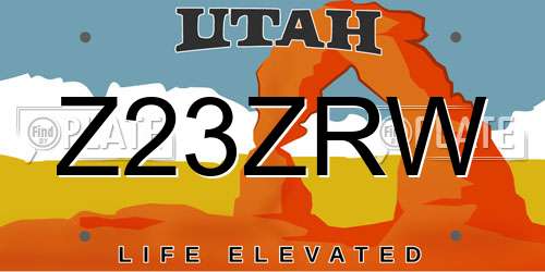 Z23ZRW Utah License Plate