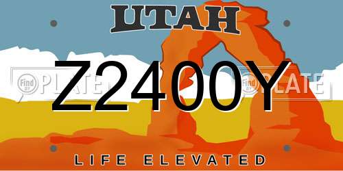 Z2400Y Utah License Plate