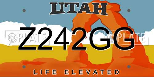 Z242GG Utah License Plate