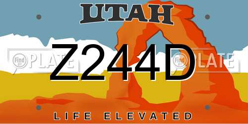 Z244D Utah License Plate