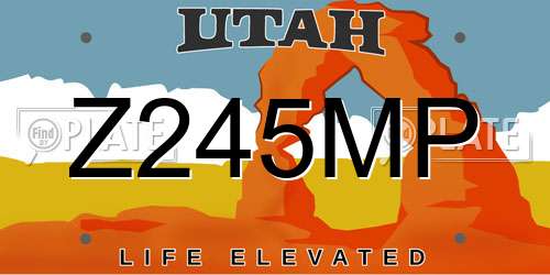 Z245MP Utah License Plate