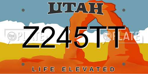 Z245TT Utah License Plate