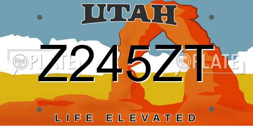 Z245ZT Utah License Plate