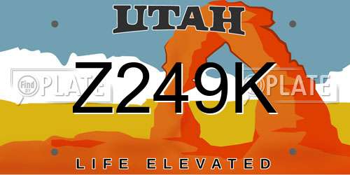 Z249K Utah License Plate