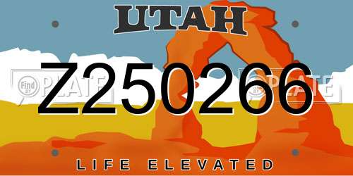 Z250266 Utah License Plate