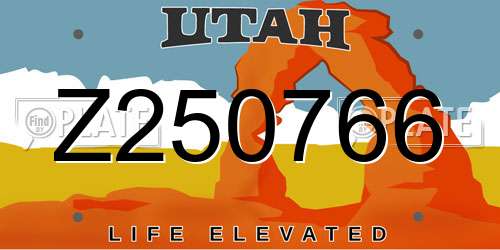 Z250766 Utah License Plate