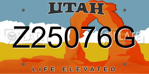 Z25076G Utah License Plate