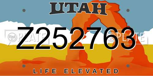 Z252763 Utah License Plate