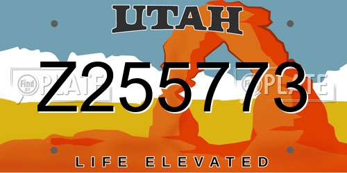 Z255773 Utah License Plate