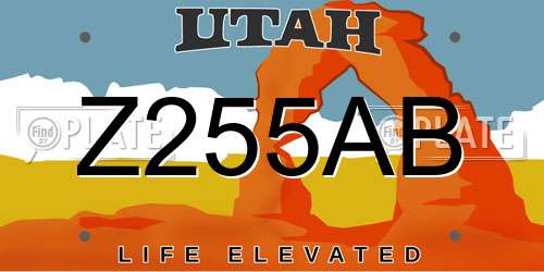 Z255AB Utah License Plate