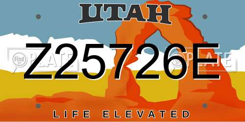 Z25726E Utah License Plate