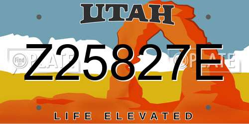 Z25827E Utah License Plate